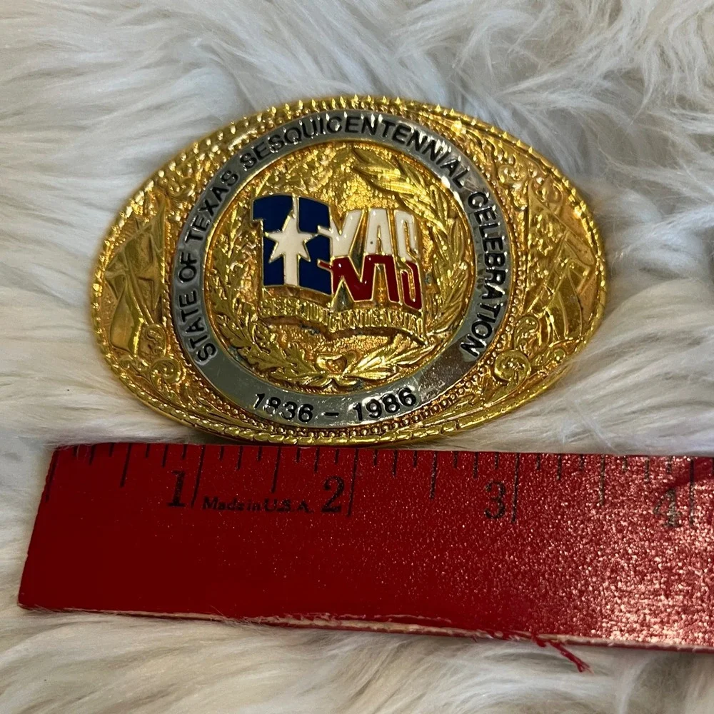 Texas Sesquicentennial 1836-1986 Belt Buckle 24KT Gold Plate Texoma No 2845